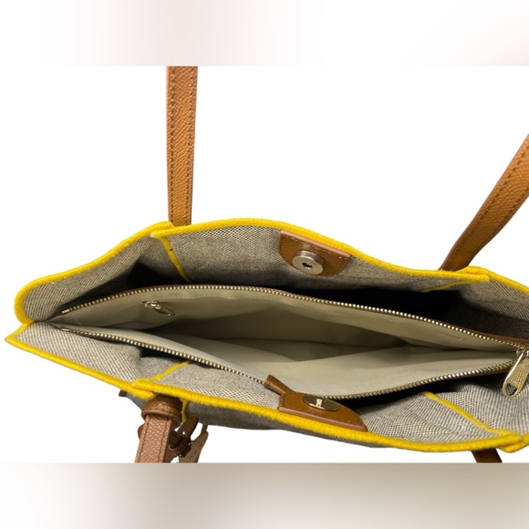 Furla Piped Trim Woven Textile Tote - Picture 10 of 13